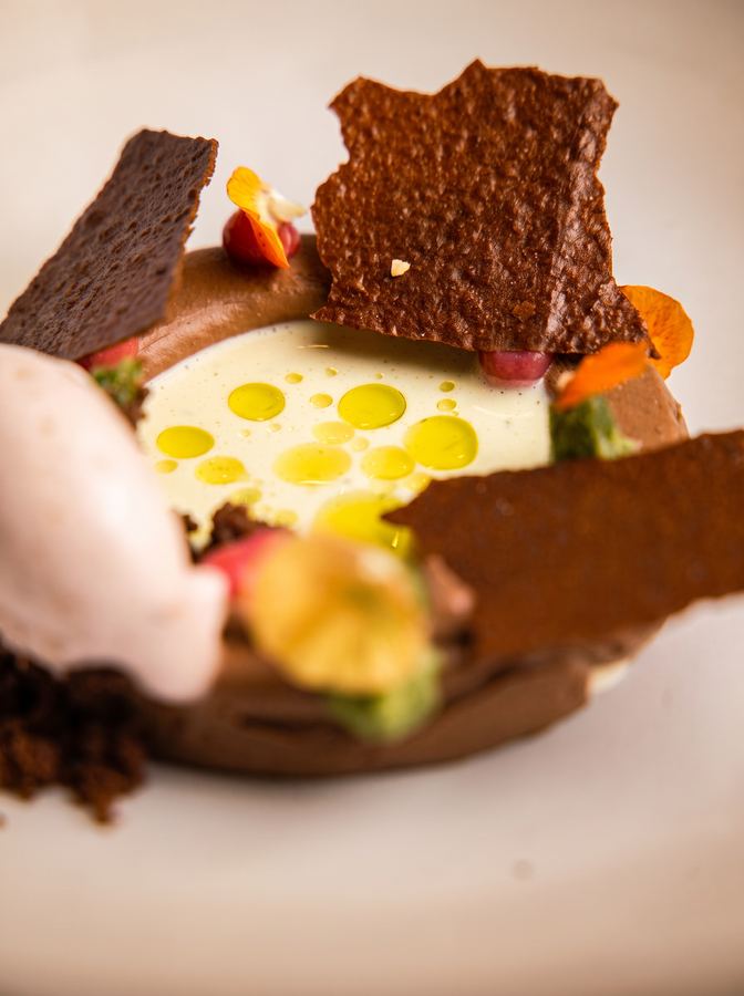 Assiette chocolat en gros plan