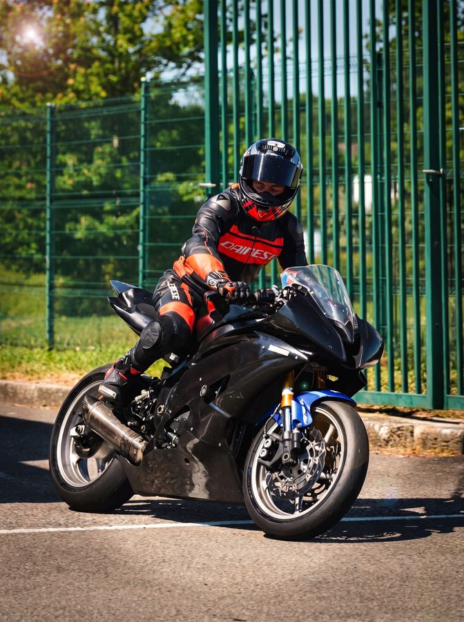 Pilote sur une Yamaha noire